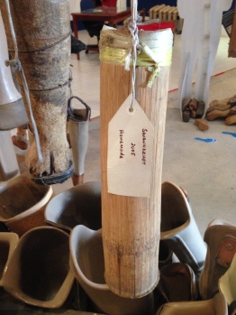 Bamboo prosthetic leg fabricated by a UXO survivor prior to them coming to COPE